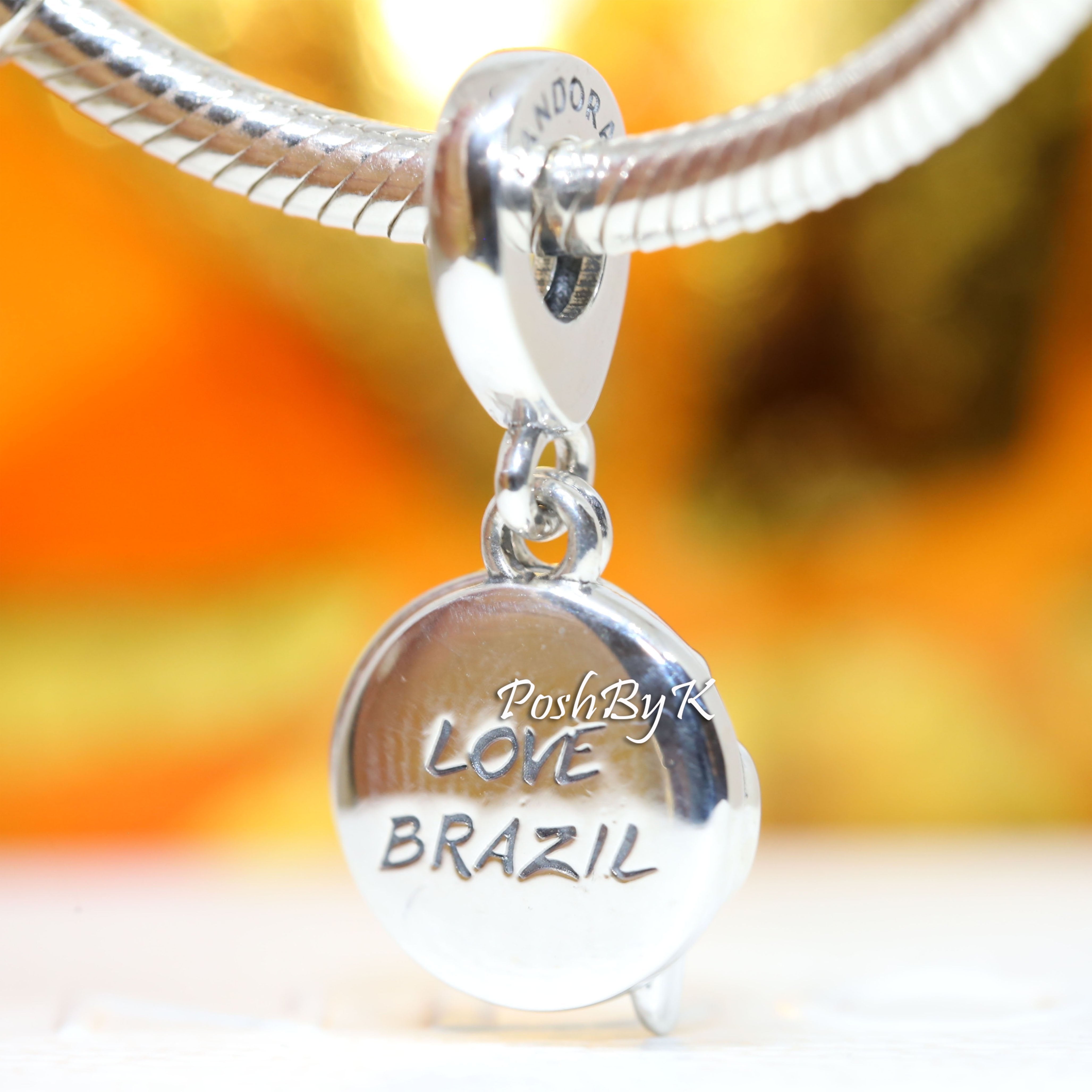 Brazil Beach & Parrot Dangle Charm ,travel Charm, Charm for Pandora  Braclet. 