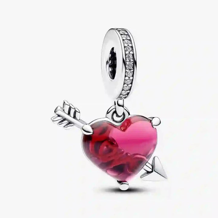 Red Heart & Arrow Murano Glass Charm 793085C01 - NUMARU