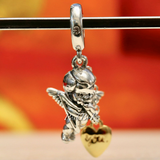 Cupid & You Heart Dangle Charm 767796CZ -  jewelry, beads for charm, beads for charm bracelets, charms for diy, beaded jewelry, diy jewelry, charm beads