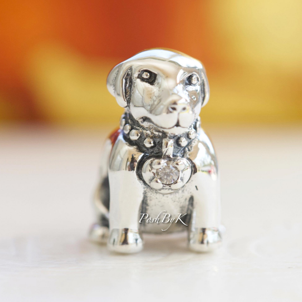 Labrador Dog Slide Bead Charm 791379CZ - jewelry, beads for charm, beads for charm bracelets, charms for diy, beaded jewelry, diy jewelry, charm beads 