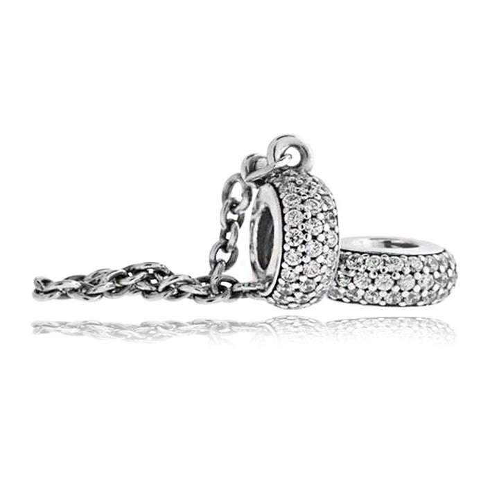 Pave Inspiration Safety Chain Charm  791736CZ-05 - jewelry, beads for charm, beads for charm bracelets, charms for diy, beaded jewelry, diy jewelry, charm beads 