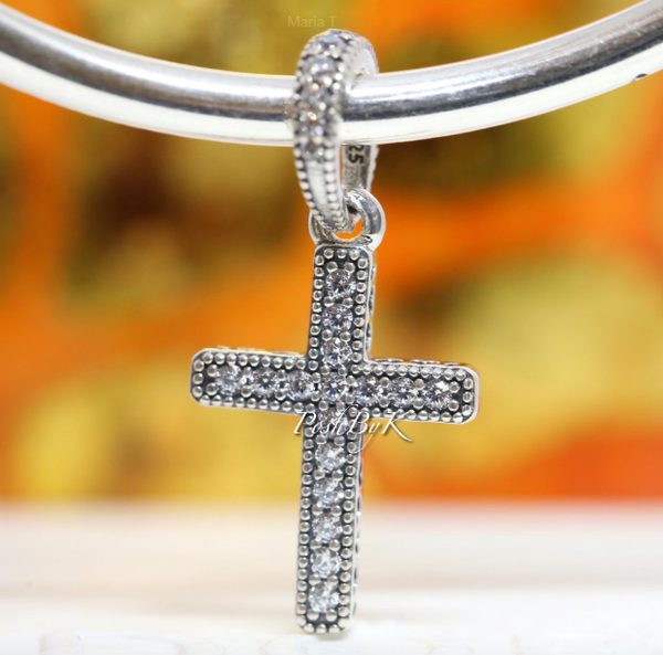 Sparkling Cross Pendant Charm 397571CZ - jewelry, beads for charm, beads for charm bracelets, charms for diy, beaded jewelry, diy jewelry, charm beads