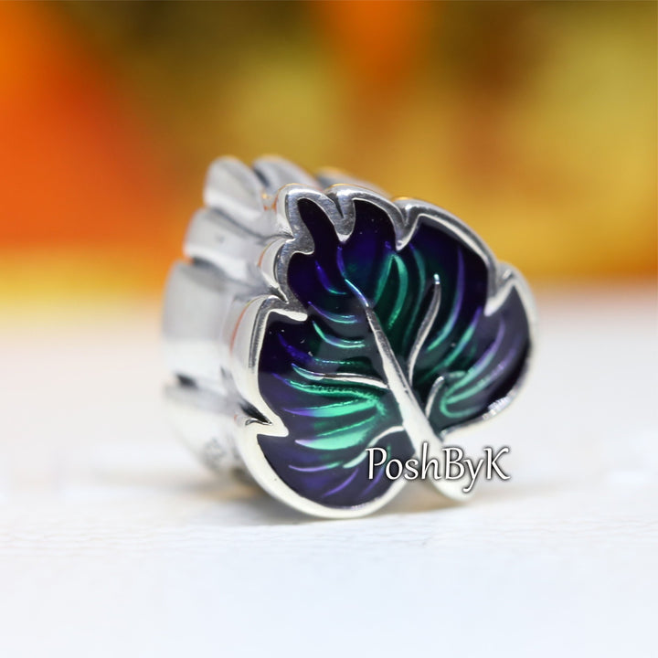 Purple & Green Leaf Charm 799542C01, jewelry, beads for charm, beads for charm bracelets, charms for diy, beaded jewelry, diy jewelry, charm beads,