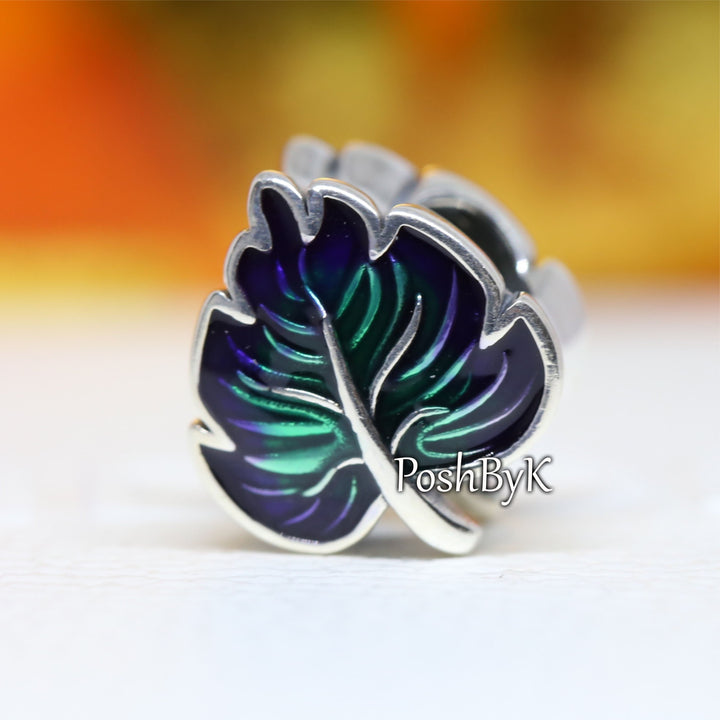 Purple & Green Leaf Charm 799542C01, jewelry, beads for charm, beads for charm bracelets, charms for diy, beaded jewelry, diy jewelry, charm beads,