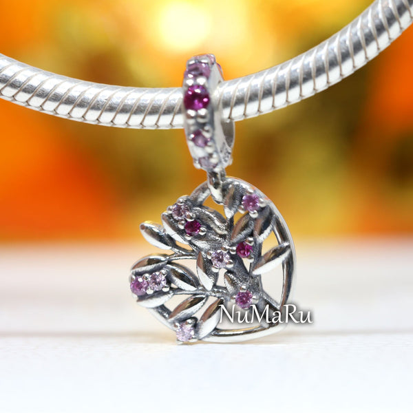 Pink Heart Family Tree Dangle Charm 799153C01 - NUMARU