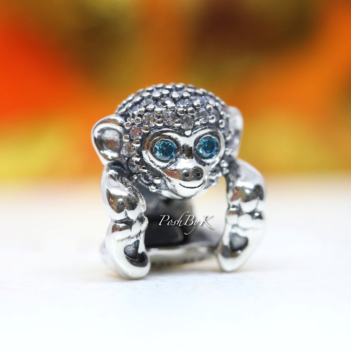 Pavé Monkey Sterling Silver Charm 798054CZ - jewelry, beads for charm, beads for charm bracelets, charms for diy, beaded jewelry, diy jewelry, charm beads 