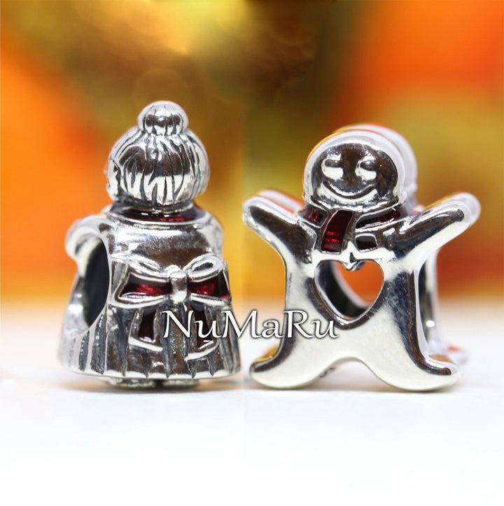 Mrs Santa Claus And Gingerbread Man Christmas Gift Set Charm - NUMARU ,jewelry, beads for charm, beads for charm bracelets, charms for bracelet, beaded jewelry, charm jewelry, charm beads