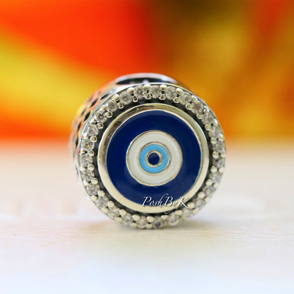 Double Sided Evil Eye Charm EG792016CZ -  jewelry, beads for charm, beads for charm bracelets, charms for diy, beaded jewelry, diy jewelry, charm beads