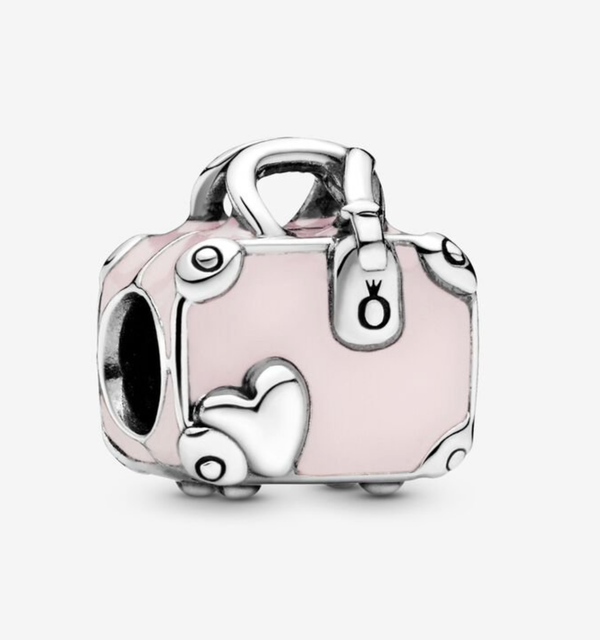 Pink Travel Bag Charm, jewelry, beads for charm, beads for charm bracelets, charms for diy, beaded jewelry, diy jewelry, charm beads