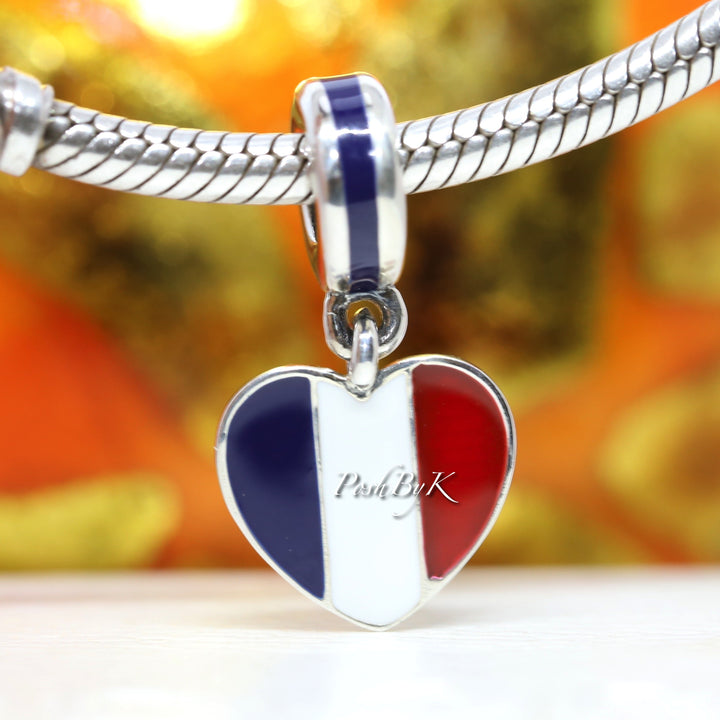France Heart Flag Pendant Charm 791546ENMX - jewelry, beads for charm, beads for charm bracelets, charms for diy, beaded jewelry, diy jewelry, charm beads